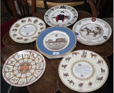 A collection of Spode, Aynsley, Wedgwood and Johnson Brothers porcelain plates, decorated with various horse racing events (1