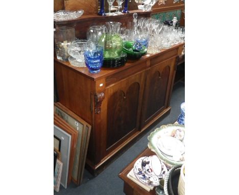A Victorian mahogany chiffonier with glazed top and two drawers above panel cupboards