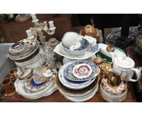 A German porcelain candelabra and other dinnerware, teaware, china and mixed ceramics