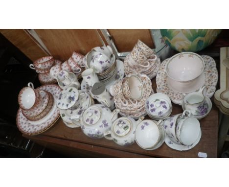 A part Spode tea service, 'Fleur de Lis' pattern, a Tuscan part teaset and other teaware