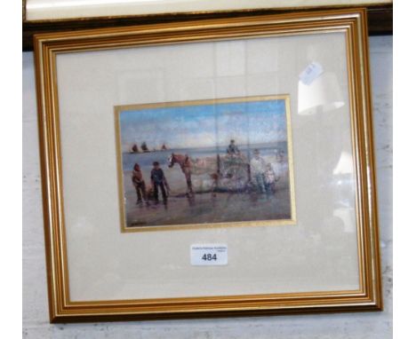 James Allen: 'The Shell Gatherers', an oil on panel, in the 19th century style 