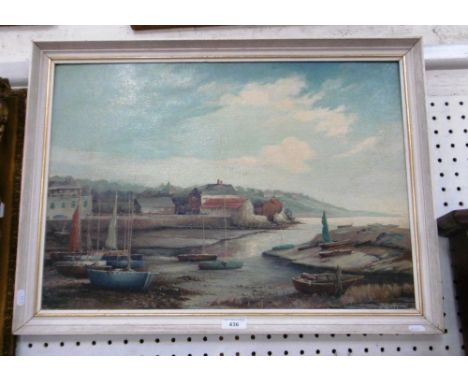 D Giblin: An oil on panel of a harbour scene