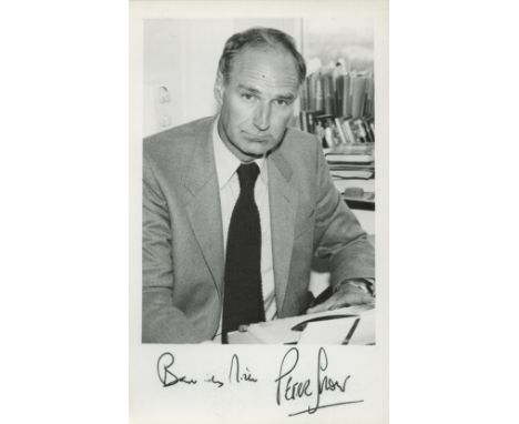 Peter Snow signed 6x4 black and white photograph. Peter John Snow CBE (born 20 April 1938) is a British radio and television 