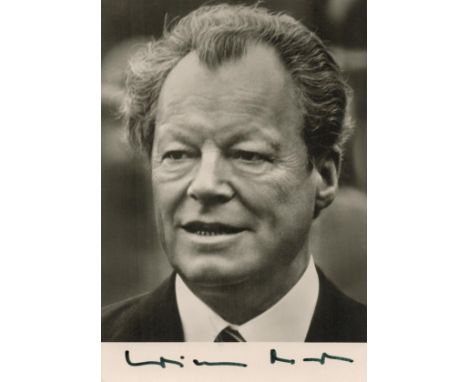 Politician, Willy Brandt signed 6x4 black and white photograph. Willy Brandt (born Herbert Ernst Karl Frahm; 18 December 1913