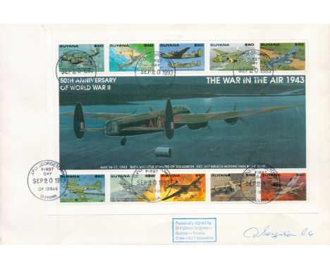 WWII, Don Sargison signed The War In the Air FDC. This lovely commemorative first day cover looks back on the 50th Anniversar