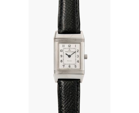 Jaeger LeCoultre "Reverso", 2002Ref. 260.8.86. Edelstahl-Gehäuse Nr. 2105035, 33x20 mm. Handaufzug Kal. Versilbertes Zifferbl