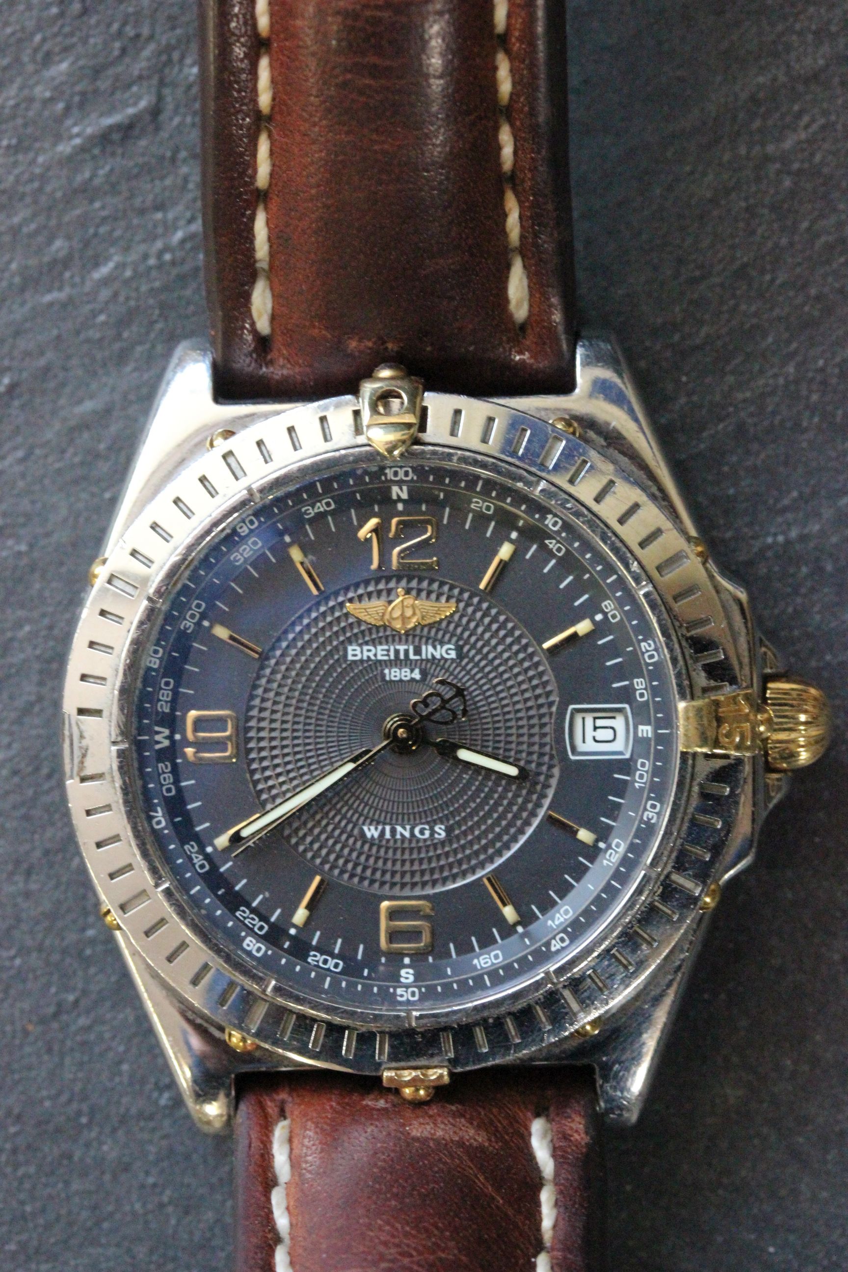 Gents Breitling 1884 Wings wristwatch on leather strap