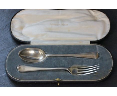 A silver cased fork and spoon, London 1901