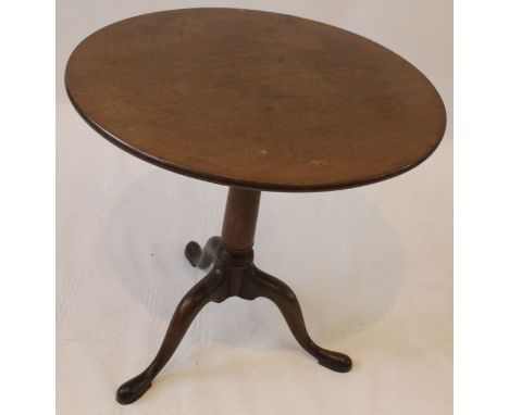 A George III mahogany 'Bird Cage' tilt-top tripod table
The circular topped raised on tapered cylindrical column and terminat