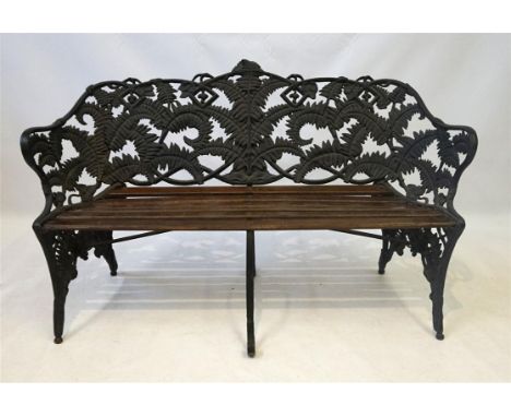 A good quality Coalbrooke style cast iron garden bench
In the fern pattern, with slated wooden seat, width 150cm. (illustrate