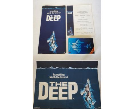 'The Deep' 30"x40" 
Quad Poster together with a British Exhibitions Campaign Book, 20 page film guide and paperbook novel. (i