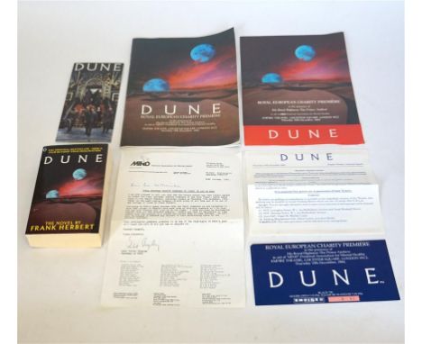 'Dune' 
Royal Charity Premiere Brochure signed on 3rd page by Sting and Holly Johnson together with Premiere Ticket, Foldout 