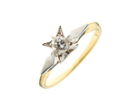 Diamond solitaire ring, the yellow metal shank stamped '800' and '18ct R.D.P.', size K approx, 2.5g gross approx