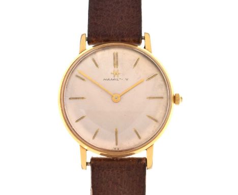 Hamilton - Gentleman's vintage wristwatch, the silvered dial with applied gilt baton hour markers and hands, stainless steel 