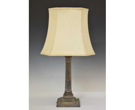 Elkington &amp; Co silver-plated Corinthian column table lamp, 32cm high (ex. fitting and shade)