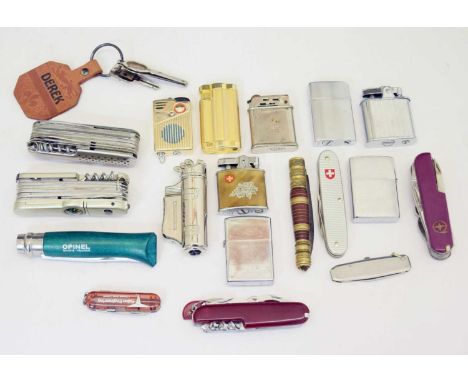 Quantity of lighters to include Zippo, Ronson, Meteor, Callbra, etc, together with a quantity of penknives to include Swiss A