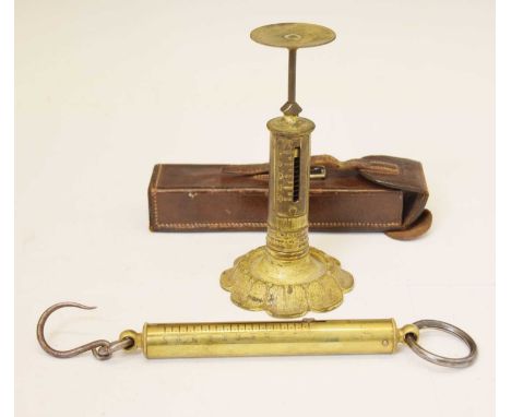 Victorian R.W. Winfield, Birmingham brass 'candlestick' letter scales, 1840, together with a cased set of scales (2)