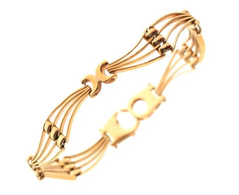 9ct gold fancy gate link bracelet, 19cm long approx, 13.2g approx