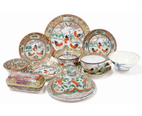 A selection of Oriental ceramics, including Chinese cups, saucers, Japanese bowl and a 19thC vase and cover. (a quantity)