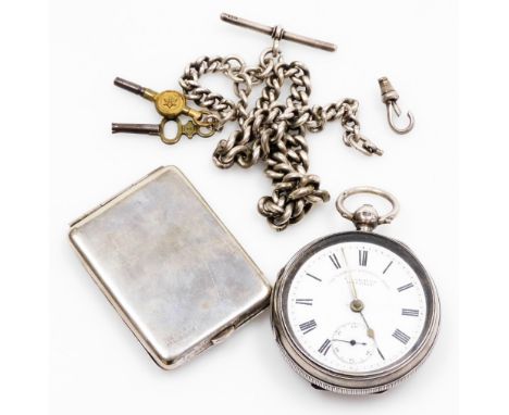 A Victorian silver pocket watch, with white enamel dial stamped JG Graves of Sheffield, the express English leaver movement, 