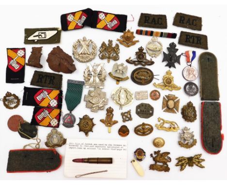 A group of Army badges, cap badges, ribbon bands, etc. (a quantity) 
