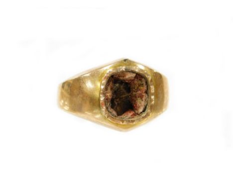 A 9ct rose gold gentleman's signet ring (AF), Birmingham 1879, ring size R, 4.1g all in.