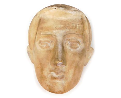 An Art Deco cast plaster wall mask of a gentleman, 26cm high.