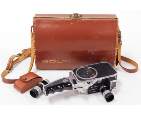 A Bolex Naillard camera, with additional lens in fitted case with instruction manual.