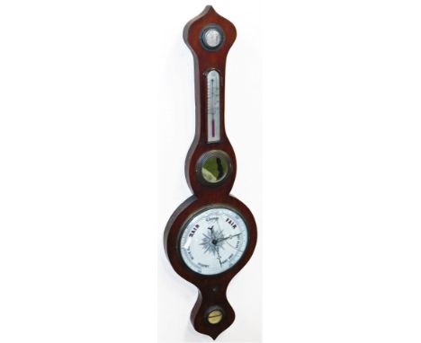 A late 19thC onion top wheel barometer, 95cm high. (AF and no tube)