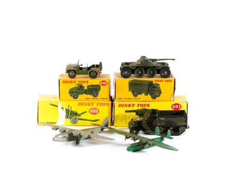 12 Dinky Military etc. 6 boxed examples - 25- Pounder (686), Field Artillery Tractor (688), Water Tanker (643), Army Wagon (6