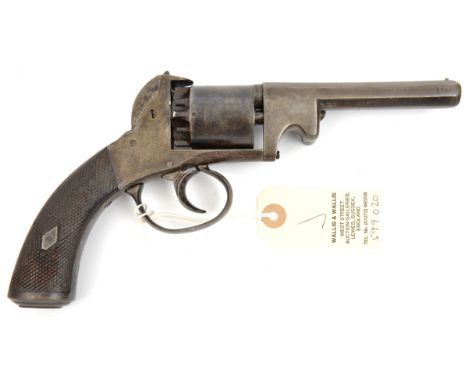 A 5 shot 60 bore Bentley type self cocking open frame percussion revolver, 9½” overall, octagonal barrel 4½” with rammer on l