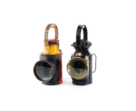 2 Railway Hand Lamps. 1 British Railways (SR) 3-aspect, with fluted number and plated number 3519. Together with a LMS 4-aspe