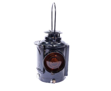 An Adlake 'Non Sweating' Lamp. Single aspect for TSR Advance Warning Board. With applied label 'Lamp Manufacturing & Railway 