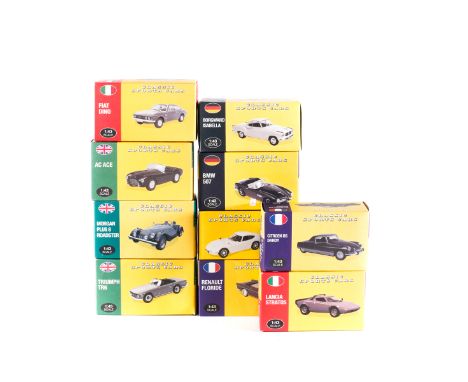 30 Atlas 1:43 scale 'Classic Sports Car' series. 18 British including- AC Aceca, Morgan Plus 8, Mini Cooper Mk3, Triumph TR6,