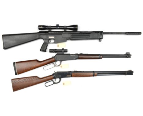 A .22” Air Arms Hi-Power side lever air rifle, number 31380, with black plastic butt, pistol grip and fore end, and fitted wi