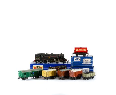 A quantity of Hornby Dublo 2-rail model railway. Including s BR Standard class 2-6-4 tank locomotive RN80054 (EDL18) in lined