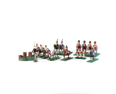 A quantity of 25mm scale white metal Napoleonic British mounted and foot soldiers. A collection of accurate and well painted 