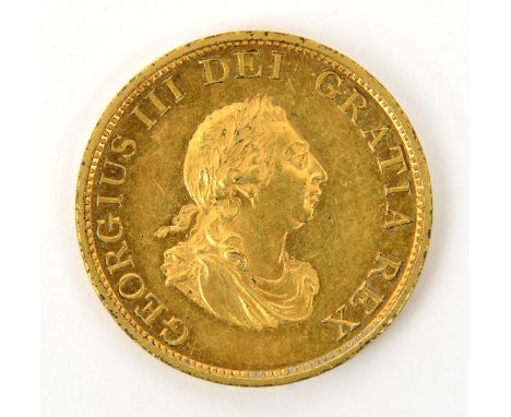 George III AE pattern halfpenny 1799 in gilt,  obv. with “k” on shoulder drapery, wreath of 11 leaves; rev trident middle pro