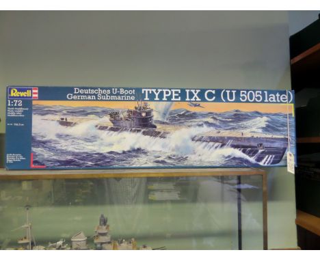 A Revell 1:72 scale plastic kit model of a German U Boat Type IX C (U 505 Late). A new unmade kit which, when made would meas