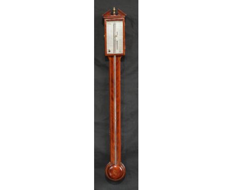 A George III mahogany stick barometer, the silvered dial inscribed N. Ortelly, Macclesfield,  96cm high, c.1800 