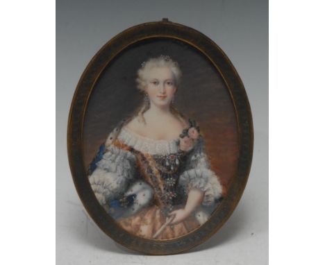 French School (early 20th century), a portrait miniature, of  Marie Leczinska, wife of Louis XV and Queen Consort of France, 