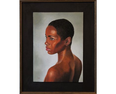 Peter Samson Portrait of a Somali Woman Signed, oil on board, 35cm x 25cm 