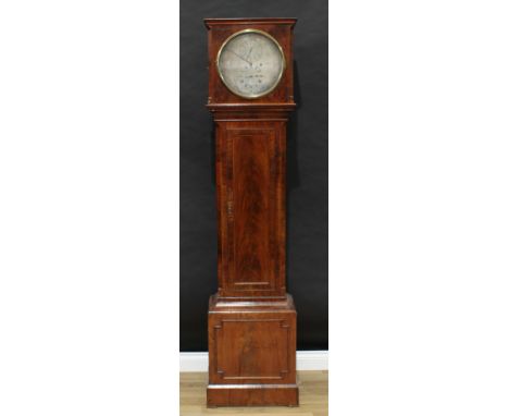 A mid-19th century mahogany regulator longcase clock, 29cm silvered dial inscribed William Deal, London, dial with Arabic out