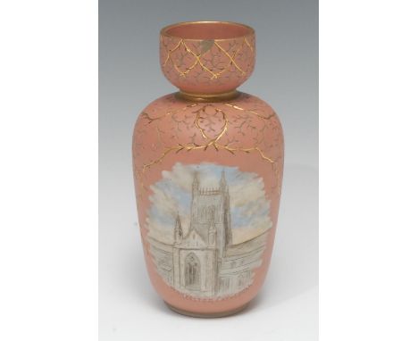 A Calvert and Lovatt Langley Named View ovoid vase, decorated by George Leighton Parkinson, in sgraffito and painted with Wor