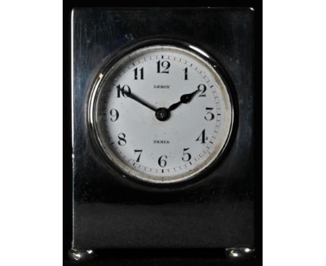 A French silver coloured metal miniature carriage timepiece, by L Leroy &amp; Cie, Paris, 3.5cm circular enamel dial inscribe