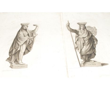 Gérard Audran (1640-1703), after Raphael (1483-1520), thirteen prints of Renaissance statuary, from Diverses figures hiérogly
