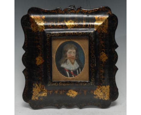 English Provincial School (18th/19th century), a portrait miniature, of a Royalist, bust length, watercolour and gouache, 7cm