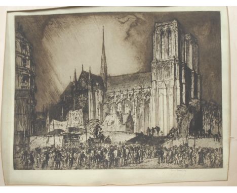 Sir Frank William Brangwyn RA RWS RBA (1867-1956), by and after, Notre-Dame de Paris, signed in pencil, etching, 64cm x 78cm,