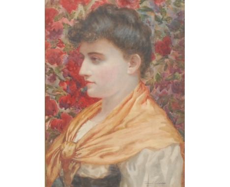 David RichardsonPre Raphaelite Portrait of a Beautysigned, watercolour, 43cm x 31.5cm 