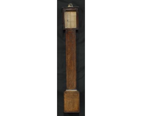 A 19th century oak stick barometer, the paper dial inscribed,  Lewis Casartelli, Liverpool, 91cm high 